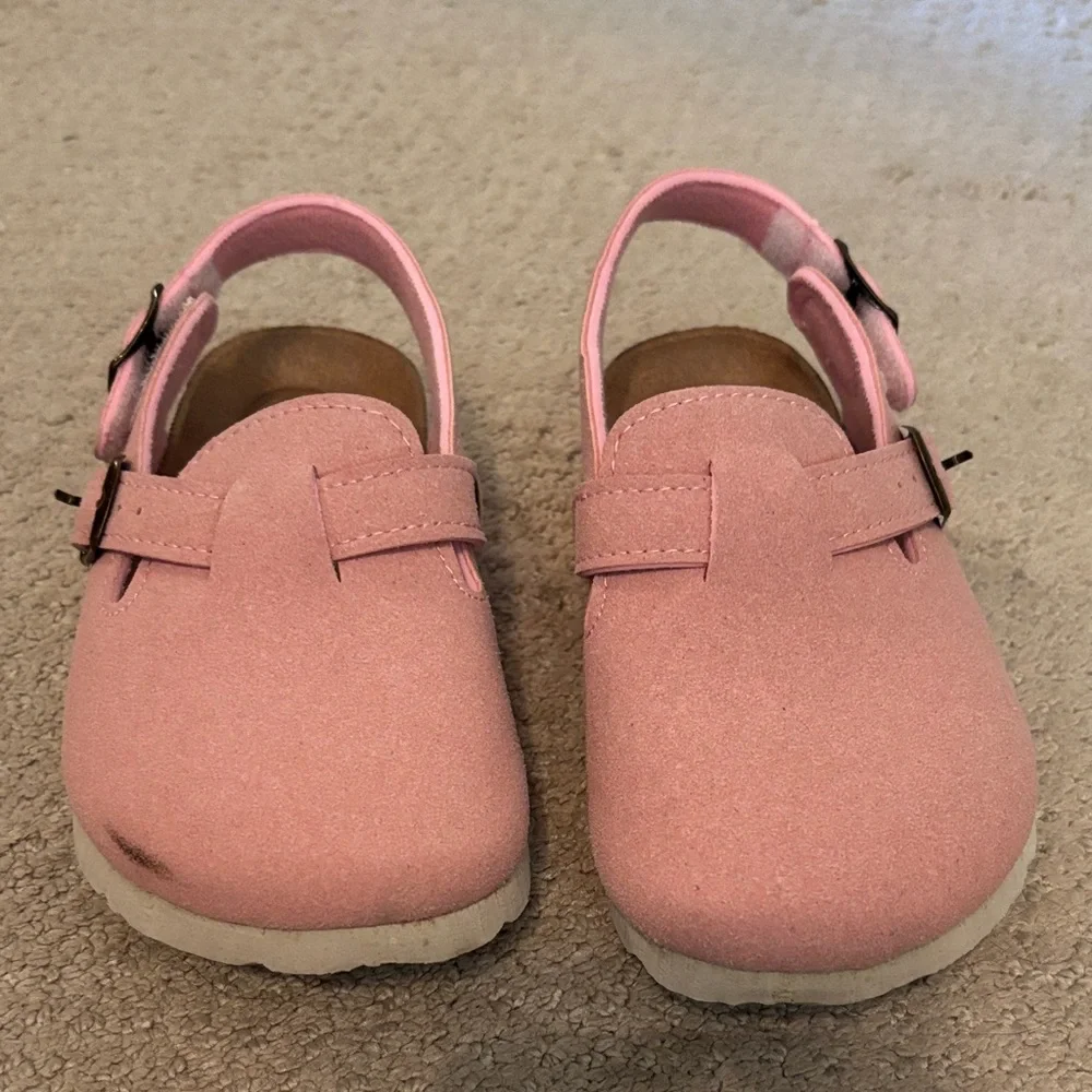 Kids Pink Suede Slingback Shoes